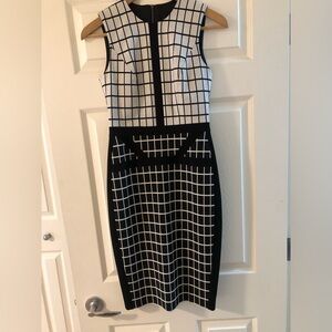 Judith & Charles- size 0 .  Stunning black & white window pane dress .